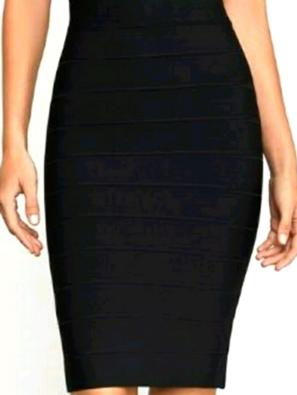 BCBGMAXAZRIA Black Bandage Bodycon Midi Skirt